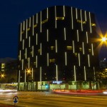 Dorsett Singapore hotel facade illuminated with LED lights