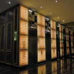 Dorsett Singapore hotel lift lobby with light panels illuminated by LED lights