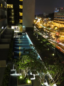 Dorsett Singapore pool deck entirely lit with LED lamps 2